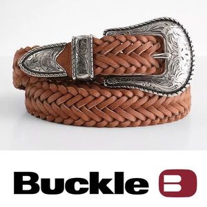 BKE Brown Braided Belt with Silver Buckle